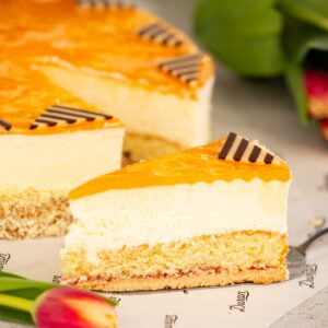 2 Tortenstücke Topfen-Marille